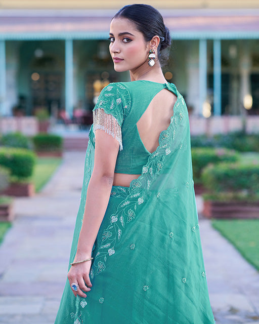 Sky Blue Color Gold Coin Embroidered Lehenga Choli
