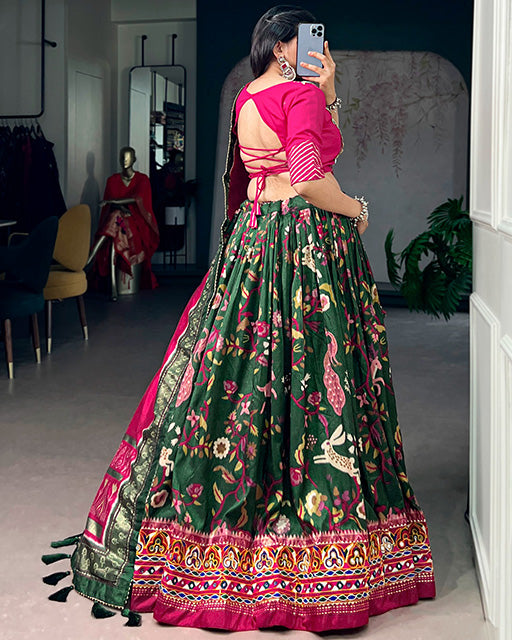 Magenta Colour Tasar Silk Navratri Lehenga Choli