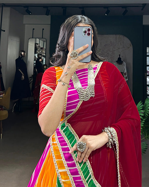 Traditional Multi Color Georgette Navratri Lehenga Choli