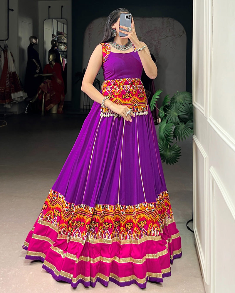 Purple Color Pure Rayon Navratri Lehenga Choli