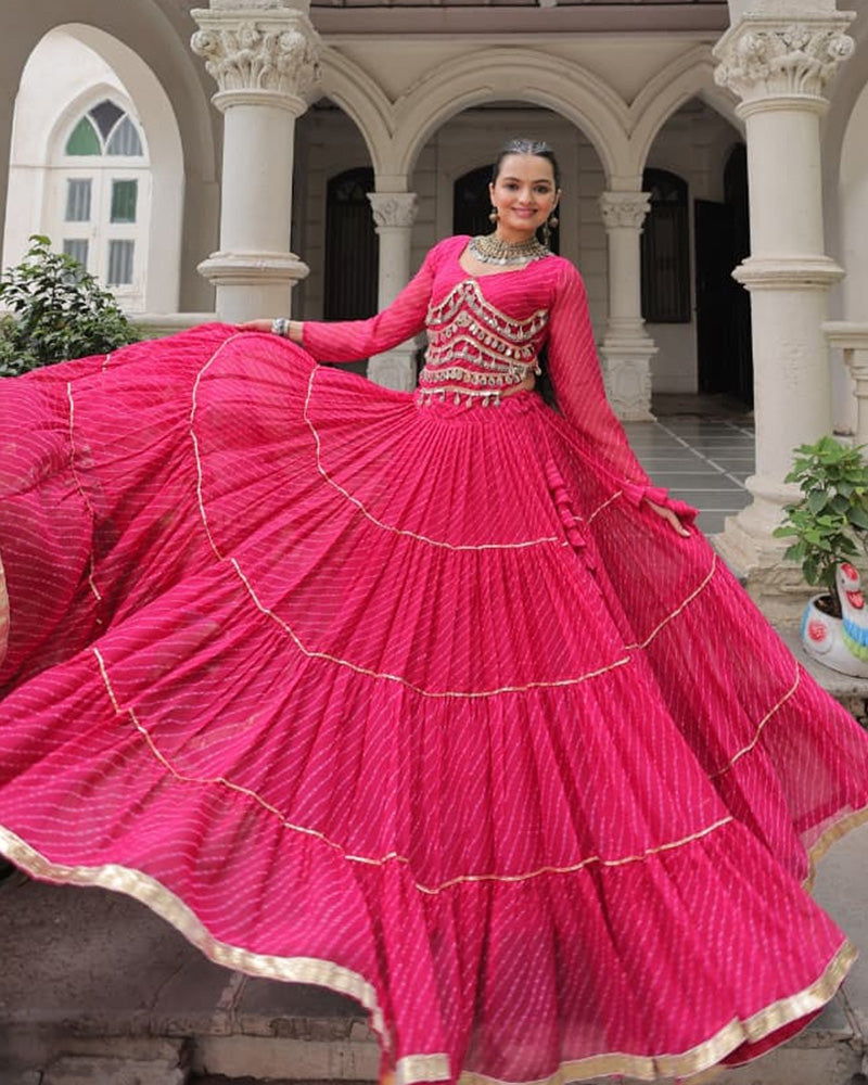 Rani Pink Color Soft Georgette Navratri Lehenga Choli