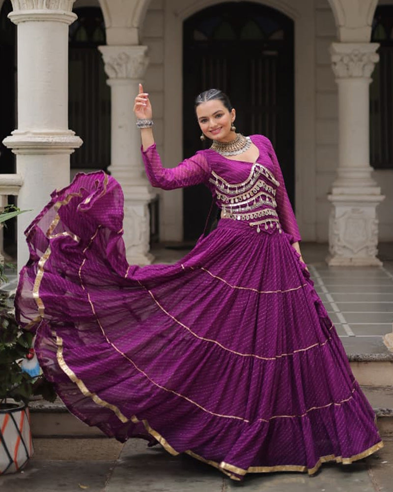 Purple Color Soft Georgette Navratri Lehenga Choli