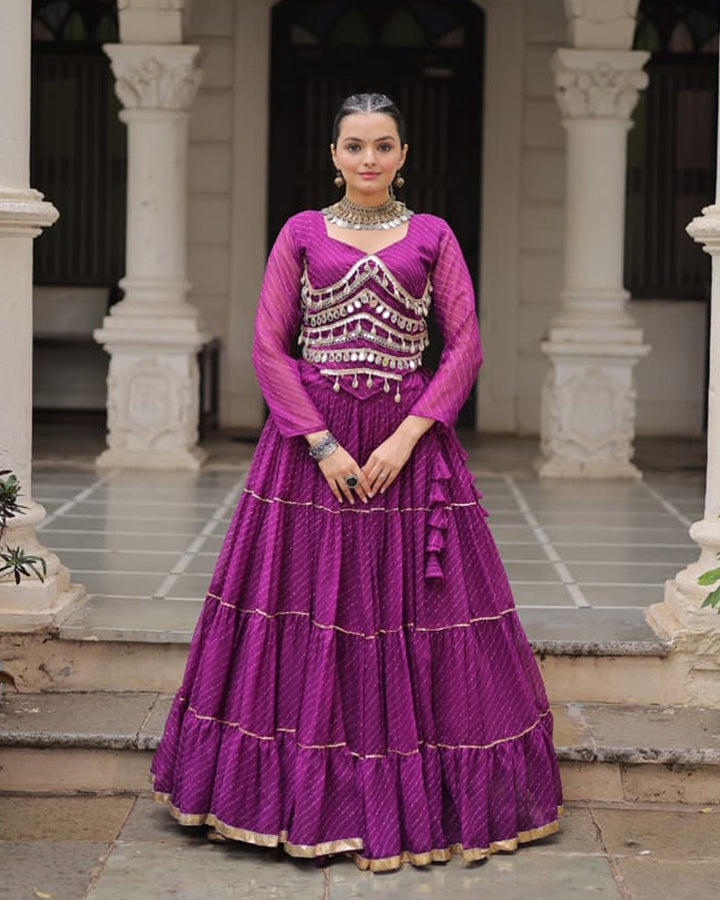 Purple Color Soft Georgette Navratri Lehenga Choli