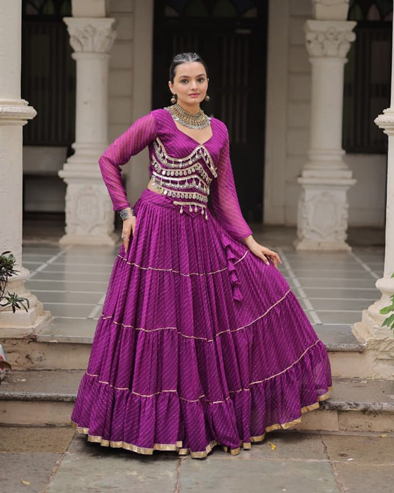 Purple Color Soft Georgette Navratri Lehenga Choli