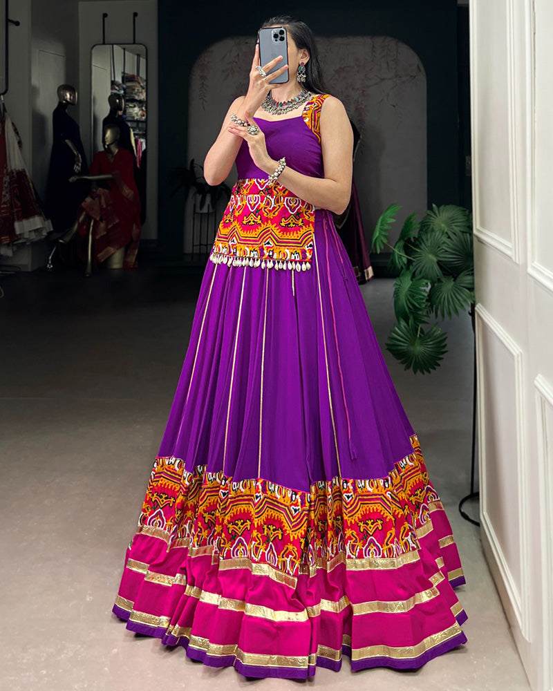 Purple Color Pure Rayon Navratri Lehenga Choli