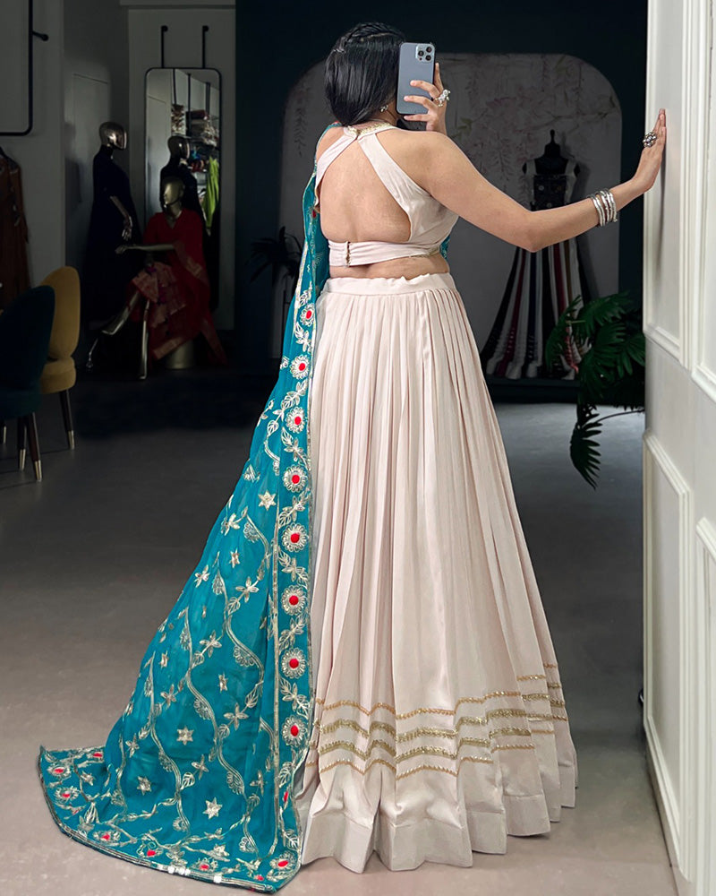 Traditional Off-White Color Pure Rayon Lehenga Choli