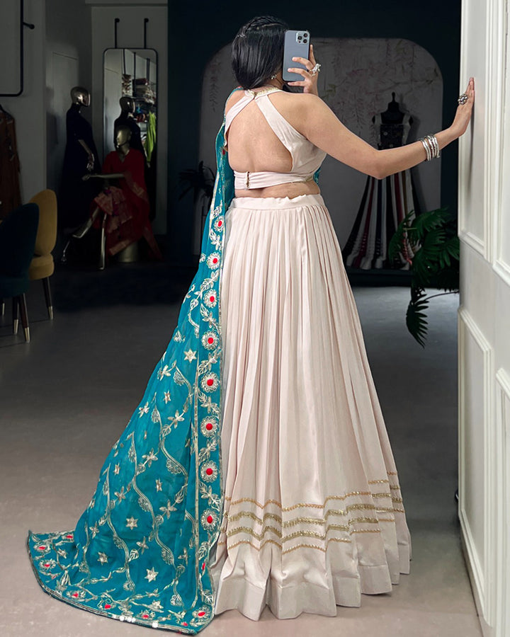 Traditional Off-White Color Pure Rayon Lehenga Choli