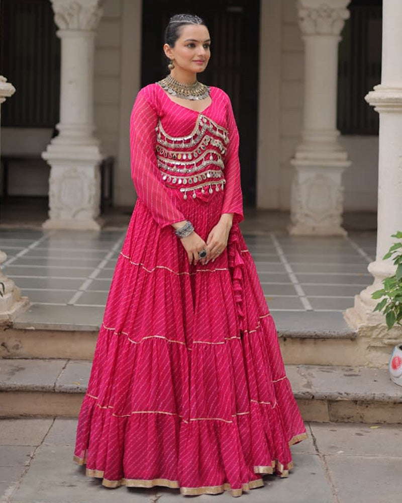 Rani Pink Color Soft Georgette Navratri Lehenga Choli