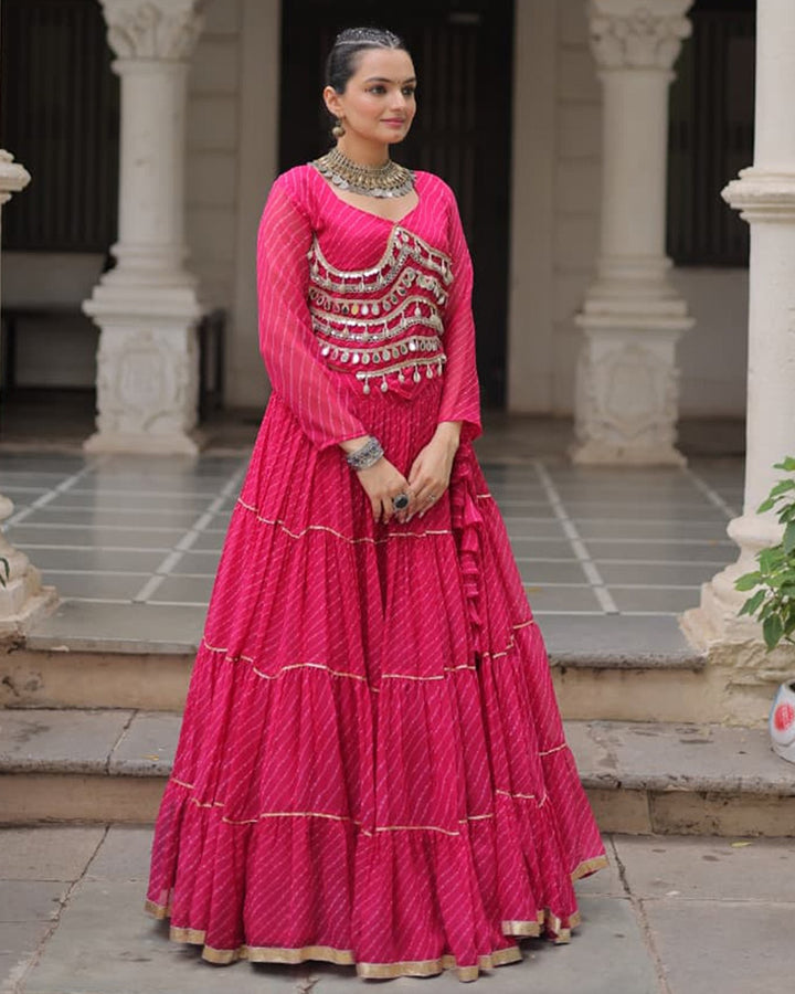 Rani Pink Color Soft Georgette Navratri Lehenga Choli