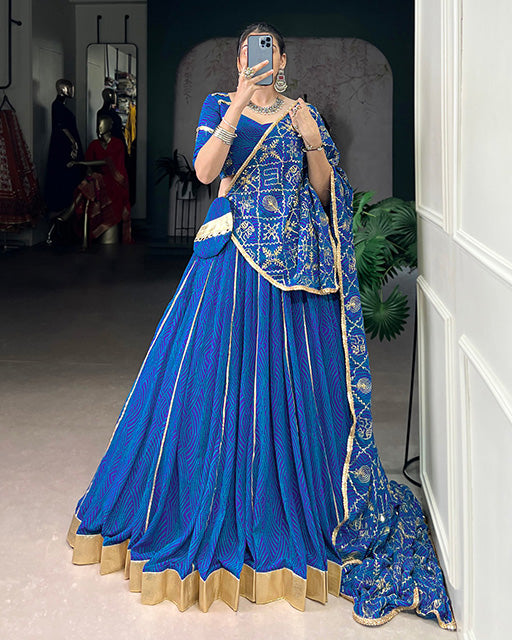 Blue Color Georgette Navratri Lehenga Choli