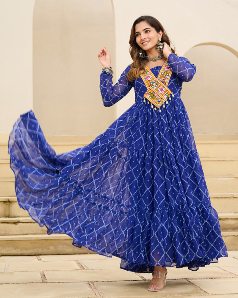 Traditional Blue Color Georgette Navratri Gown