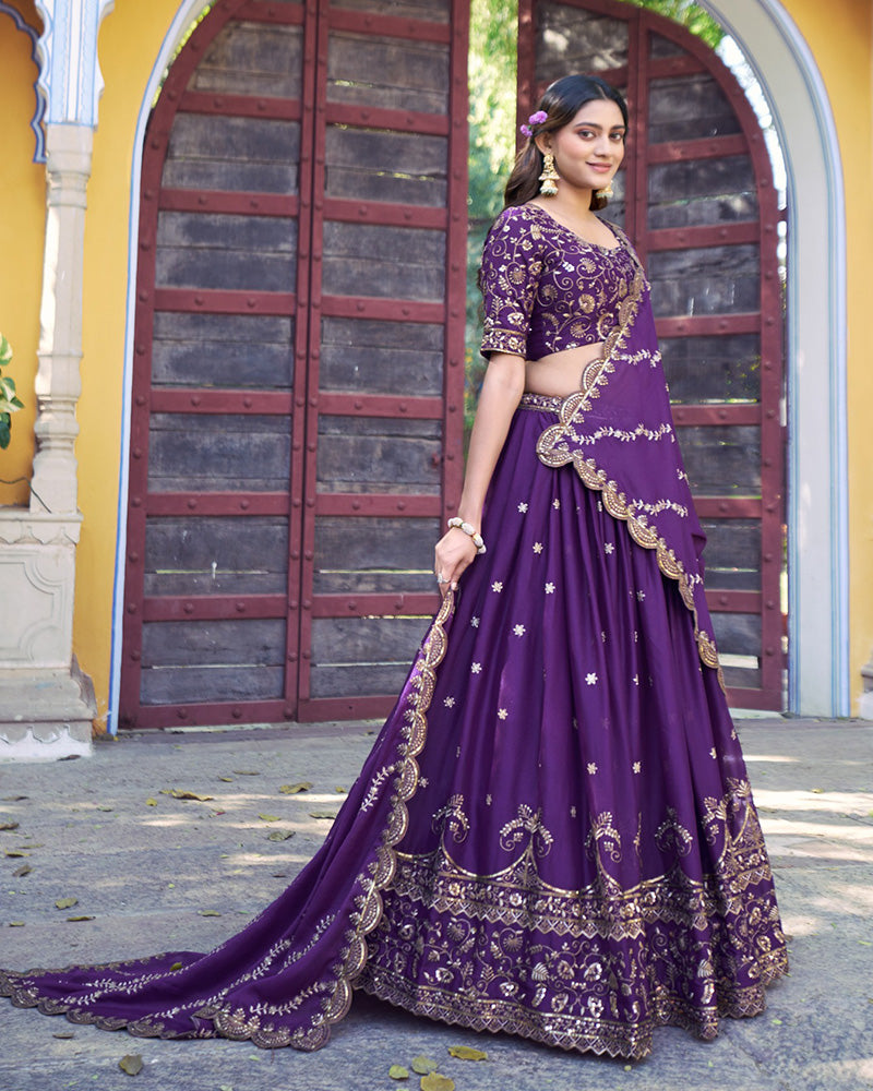 Purple Color Star Georgette Embroidered Lehenga Choli