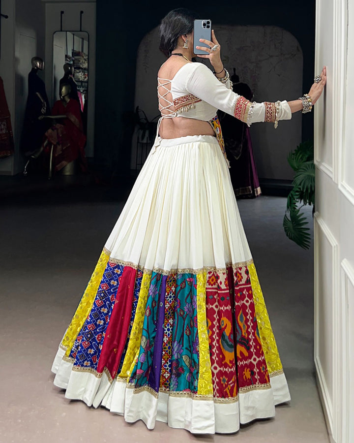 Multi White Color Pure Rayon Navratri Lehenga Choli