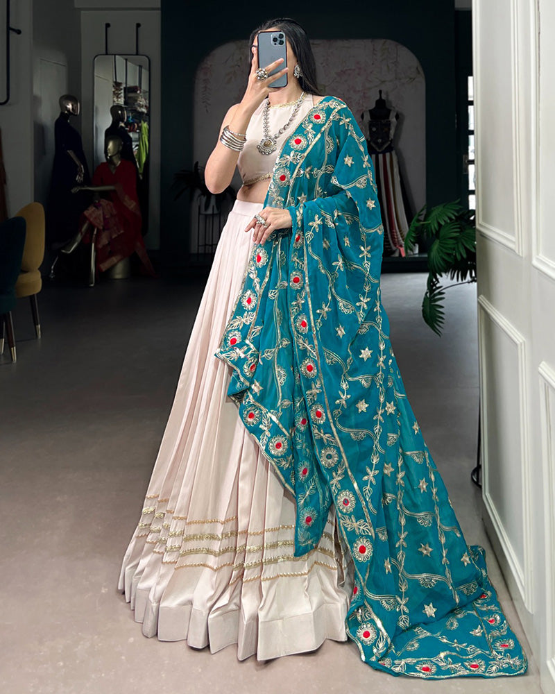 Traditional Off-White Color Pure Rayon Lehenga Choli