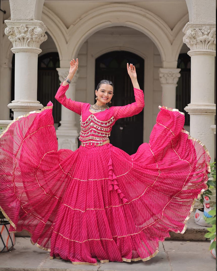 Rani Pink Color Soft Georgette Navratri Lehenga Choli