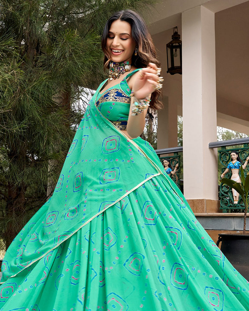 Mint Green Color Lightweight Navratri Lehenga Choli