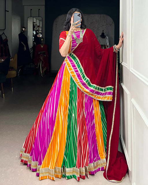Traditional Multi Color Georgette Navratri Lehenga Choli