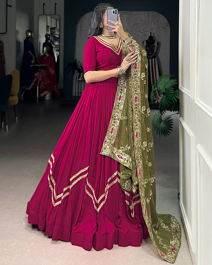 Traditional Rani Pink Color Pure Rayon Lehenga Choli