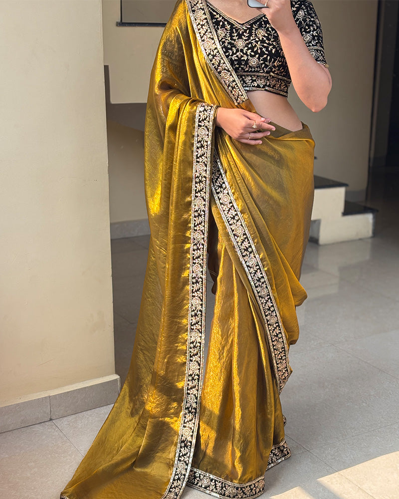 Mehndi Color Pure Space Silk Saree