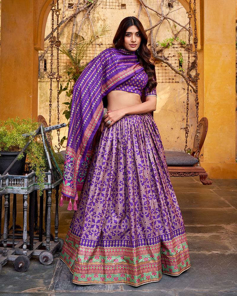 Purple Color Tasar Silk Sparkle Lehenga Choli