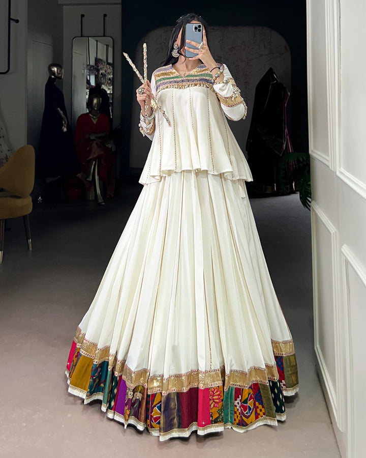 White Ethnic Wear Lehenga Choli for Navratri Festive Look