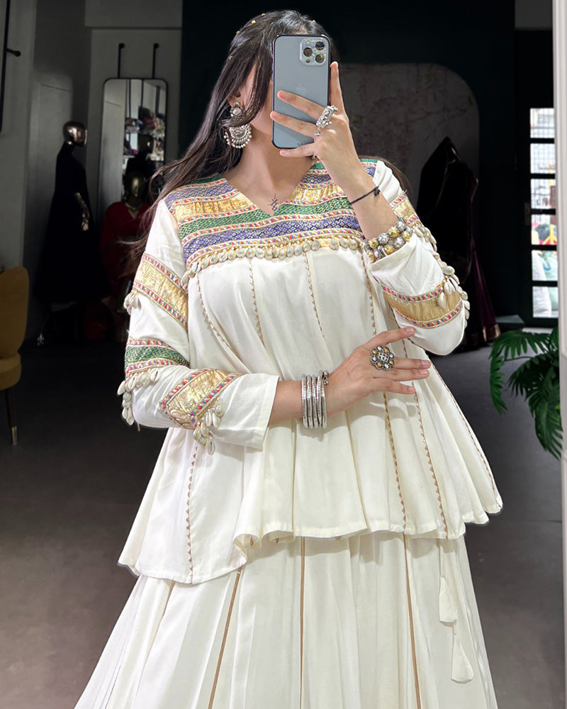 White Ethnic Wear Lehenga Choli for Navratri Festive Look