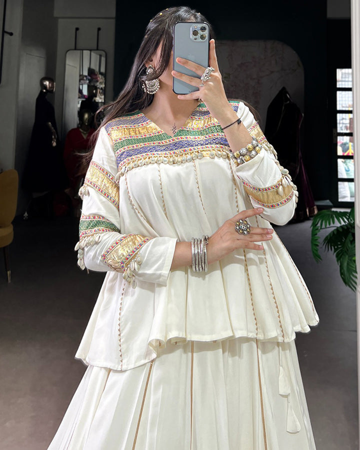 White Ethnic Wear Lehenga Choli for Navratri Festive Look