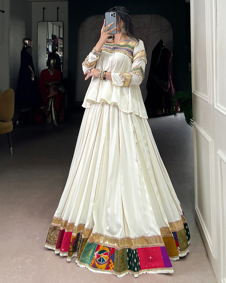 White Ethnic Wear Lehenga Choli for Navratri Festive Look