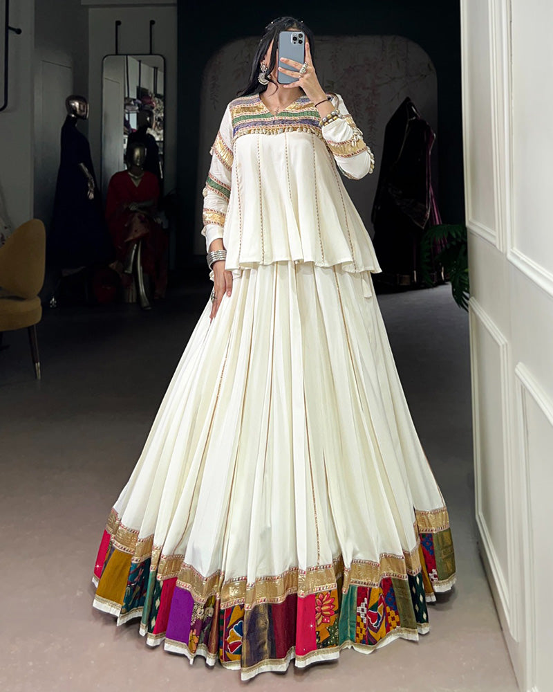 White Ethnic Wear Lehenga Choli for Navratri Festive Look