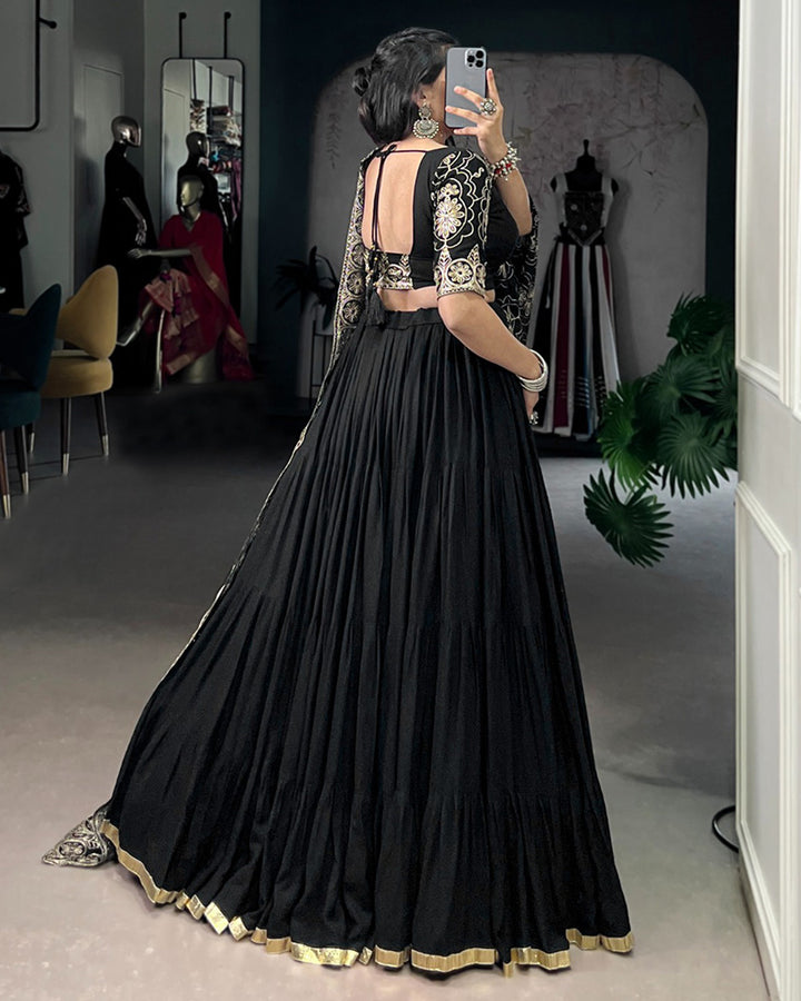 Traditional Black Color Pure Rayon Lehenga Choli