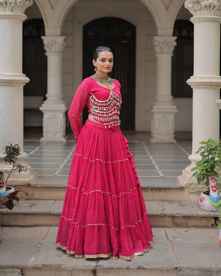 Rani Pink Color Soft Georgette Navratri Lehenga Choli