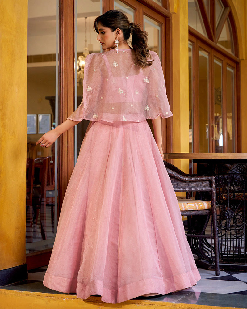 Peach Pink Color Allnene Crush Embroidered Lehenga Choli