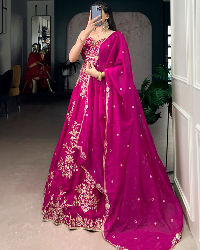 Pink Color Naysha Silk Embroidered Lehenga Choli