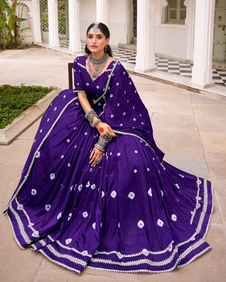 Purple Color Pure Chanderi Plain Navratri Lehenga Choli