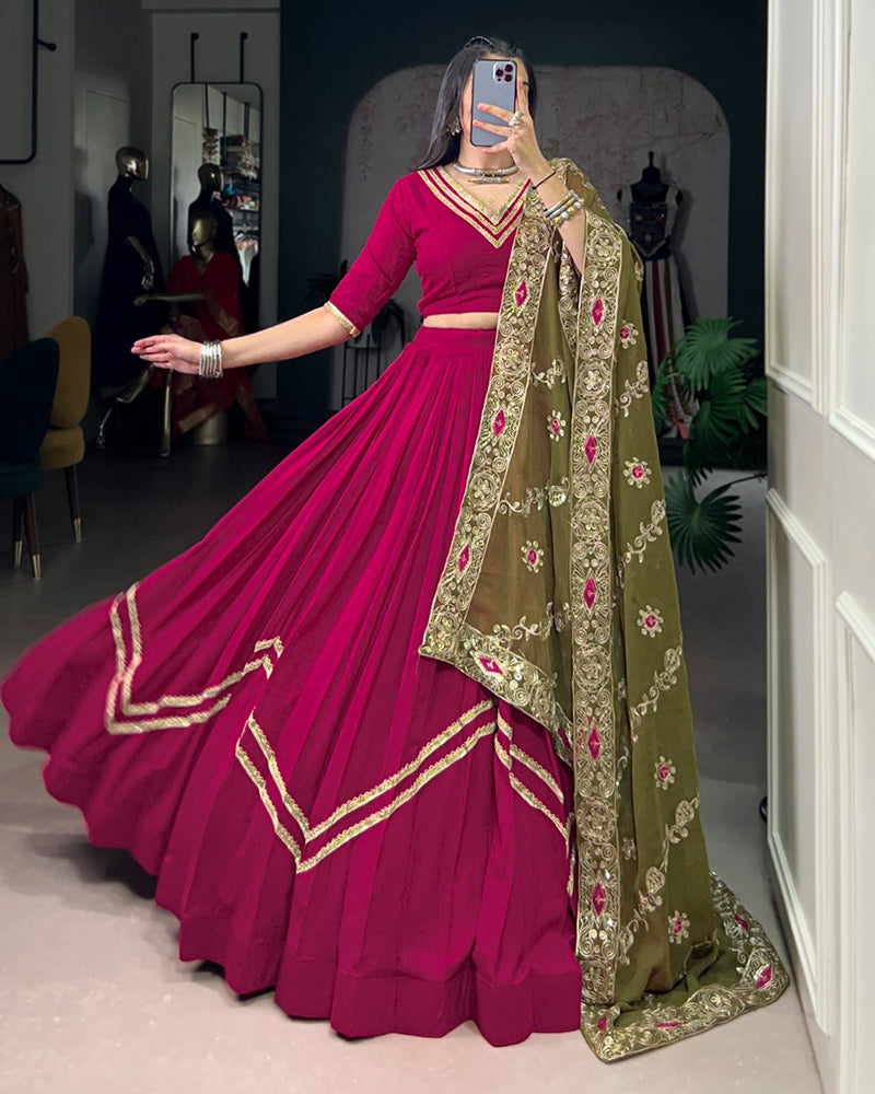 Traditional Rani Pink Color Pure Rayon Lehenga Choli