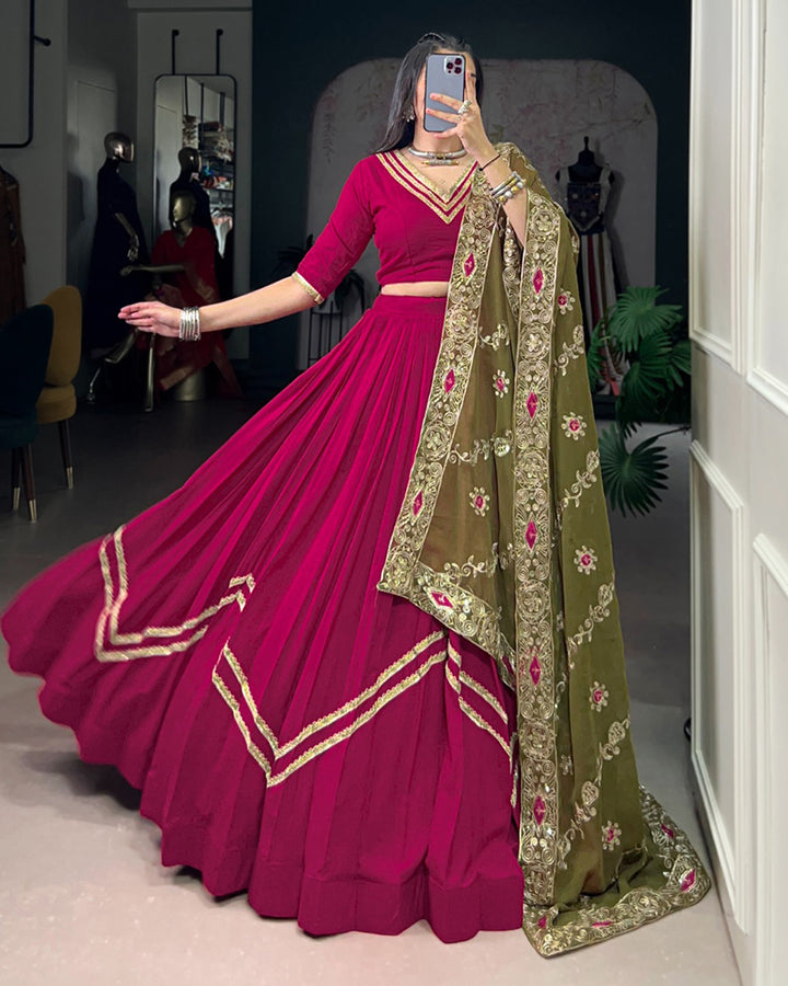 Traditional Rani Pink Color Pure Rayon Lehenga Choli
