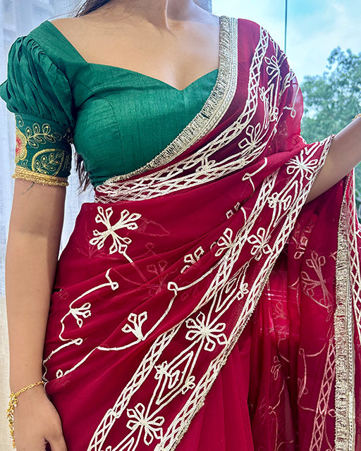 Maroon Color Royal Georgette Saree