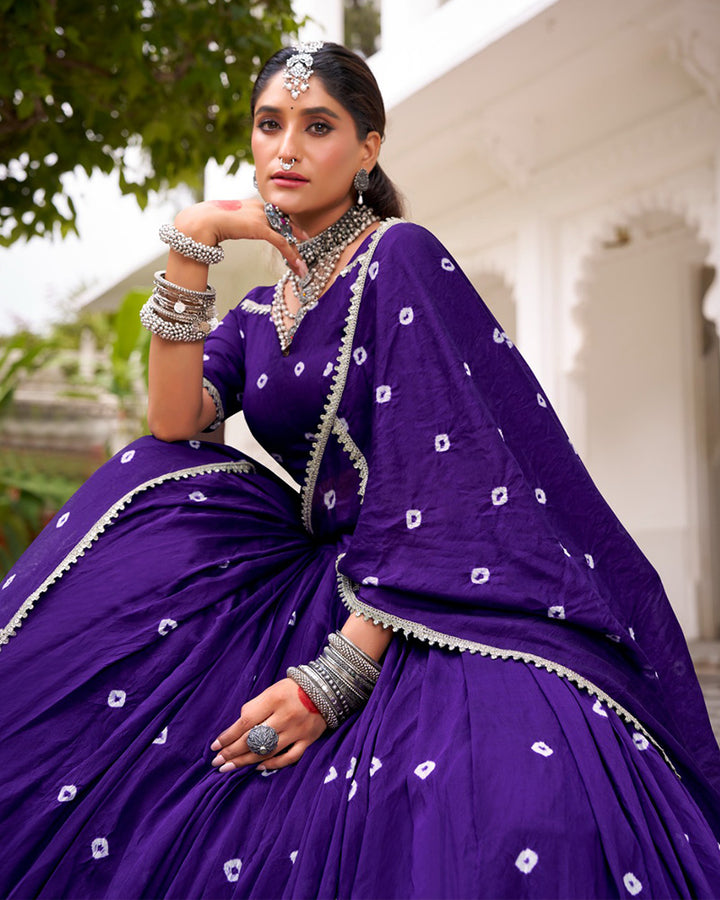 Purple Color Pure Chanderi Plain Navratri Lehenga Choli