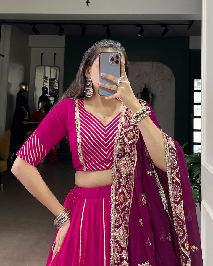 Traditional Pink Color Pure Cotton Lehenga Choli