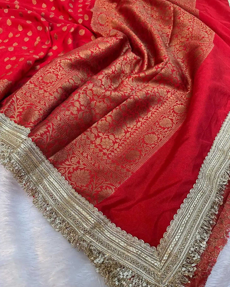 Red Color Banarasi Warm Silk Saree