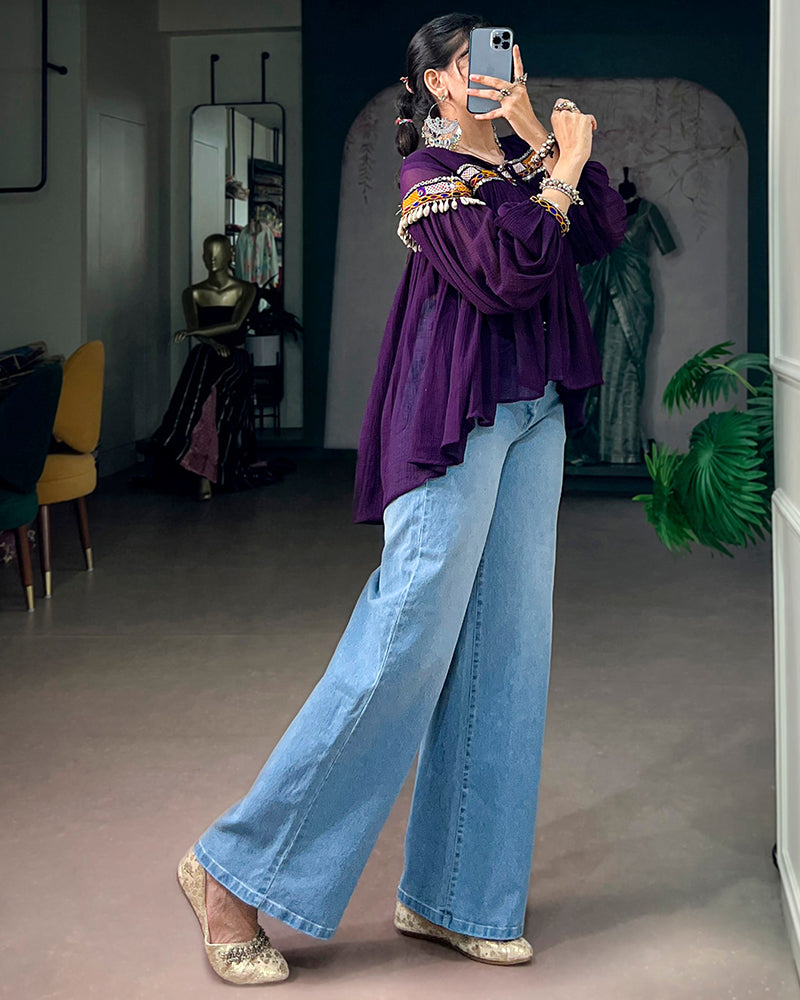 Purple Color Lightweight Navratri Tunic