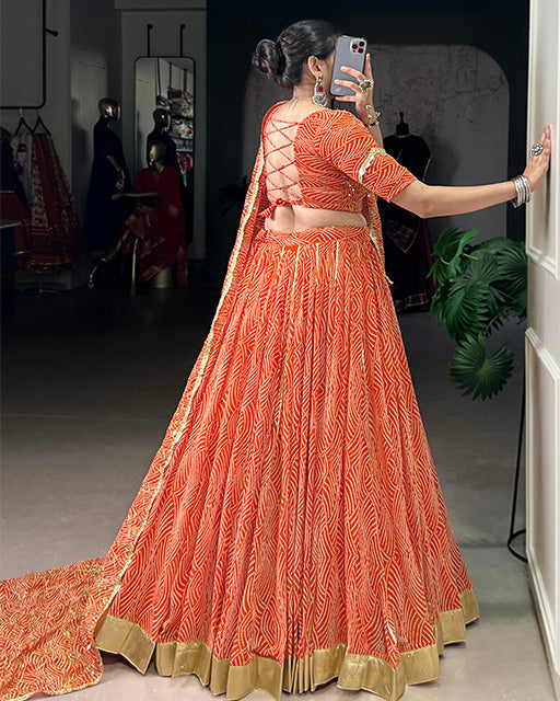 Orange Color Georgette Navratri Lehenga Choli