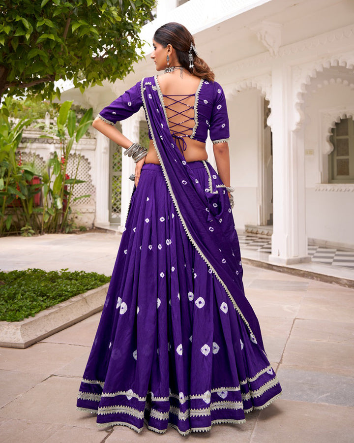 Purple Color Pure Chanderi Plain Navratri Lehenga Choli
