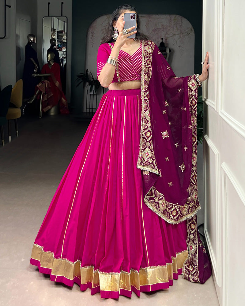 Traditional Pink Color Pure Cotton Lehenga Choli