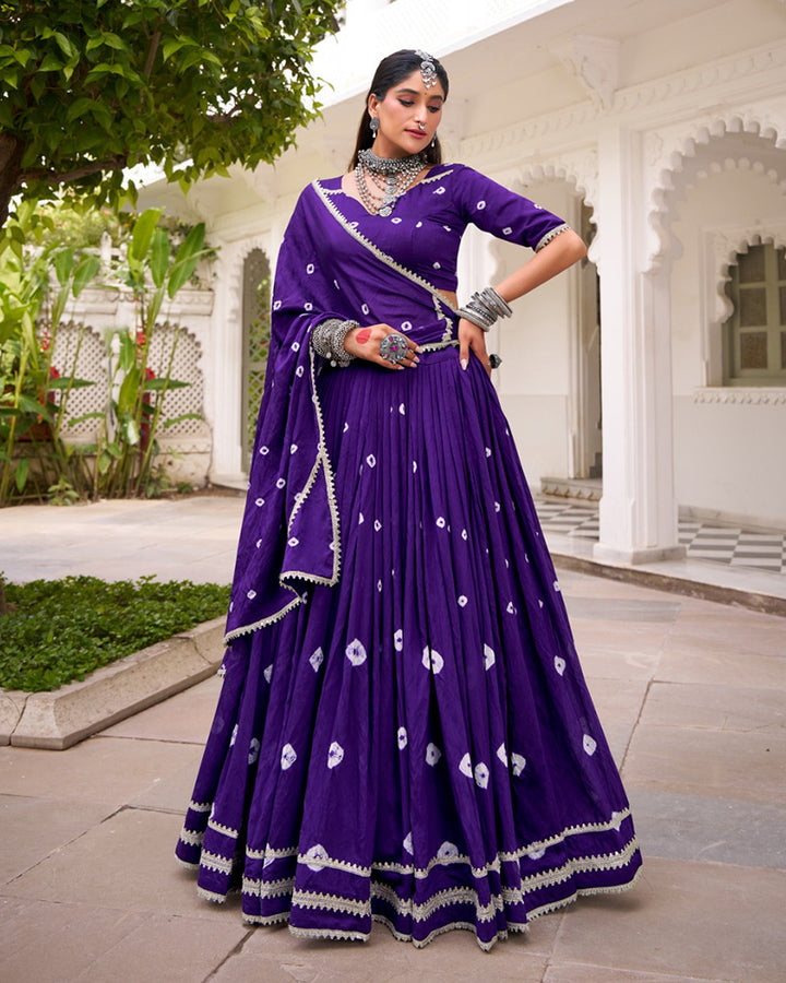 Purple Color Pure Chanderi Plain Navratri Lehenga Choli
