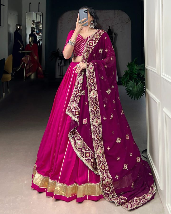 Traditional Pink Color Pure Cotton Lehenga Choli