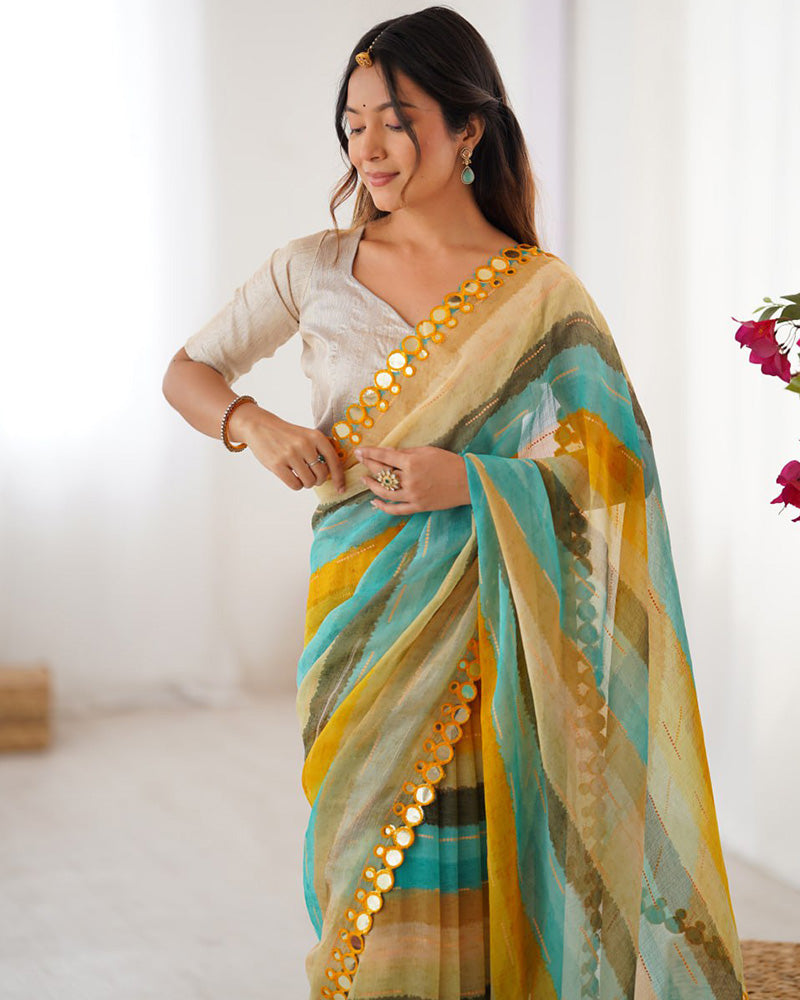 Yellow Color Heavy Smooth Chiffon Saree