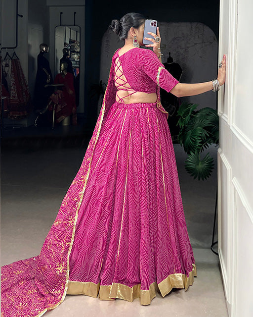 Pink Color Georgette Navratri Lehenga Choli