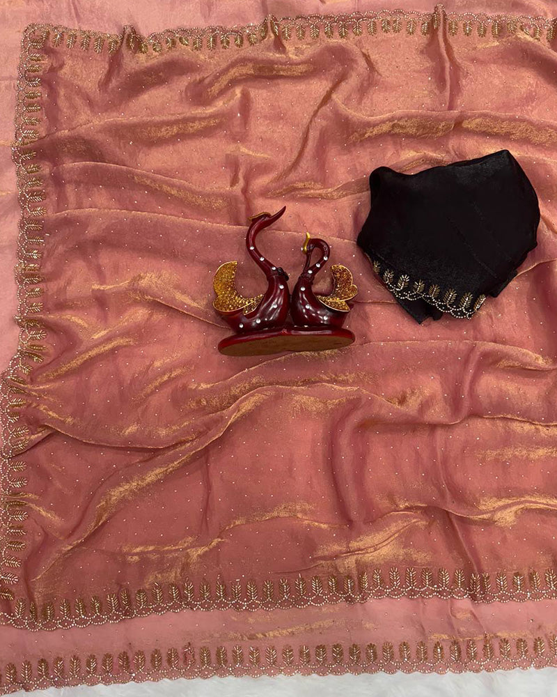 Lavender Color Space Silk Sequence Embroidered Saree