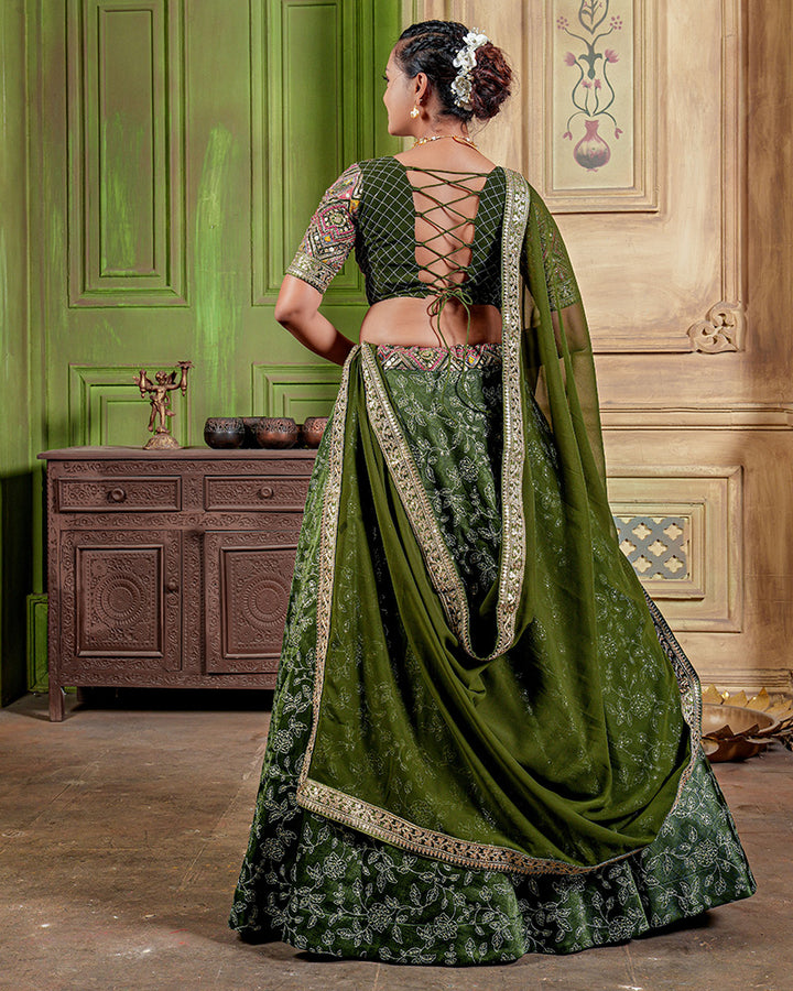 Designer Embroidered Green Color Modal Silk Lehenga Choli